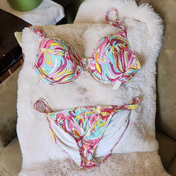 NWT Kate Spade Colorful Swirl Bikini Set-Size Large - Picture 1 of 6